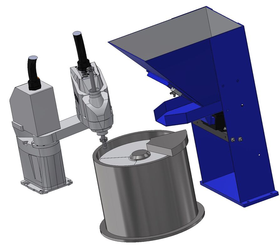 A technical CAD drawing of a flex feeder designed by Vibra Flight